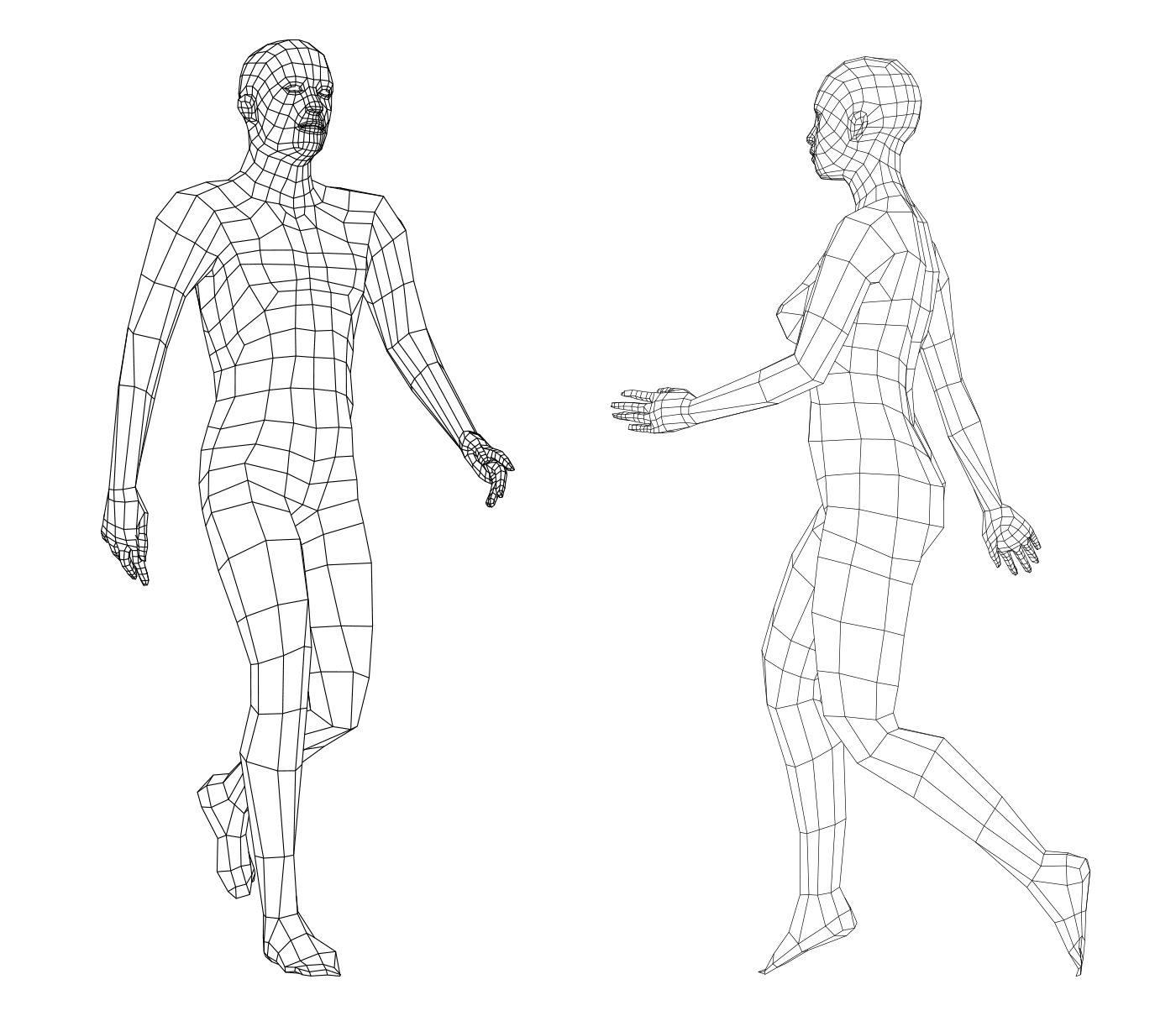 Zwei schematische Darstellungen eines Menschen für den Beschwerdefinder der Orthopädie